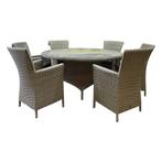 Capri Riccione dining tuinset 150 cm rond 7-delig grijs, Tuin en Terras, Tuinsets en Loungesets, Ophalen of Verzenden, Nieuw, Wicker