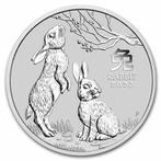 Lunar III - Year of the Rabbit 2 oz 2023, Postzegels en Munten, Verzenden, Losse munt, Zilver