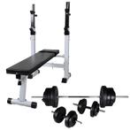 vidaXL Trainingsbank met gewichtenrek en halterset 60,5 kg, Sport en Fitness, Fitnessmaterialen, Verzenden, Nieuw