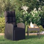 vidaXL Tuinstoel verstelbaar met kussen poly rattan zwart, Tuin en Terras, Tuinstoelen, Verzenden, Nieuw, Rotan