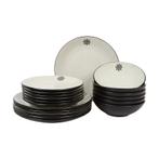 Gespikkelde bordenset - Zwart met sneeuwvlok - 18-delig | 6, Huis en Inrichting, Keuken | Servies, Verzenden, Nieuw