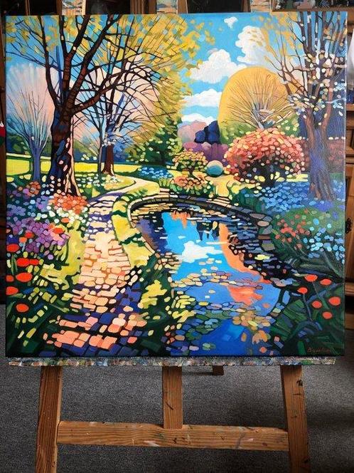 Bondero - A walk in the Italian park, Antiek en Kunst, Kunst | Schilderijen | Modern