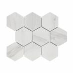 Mozaiek Hexagon Marmer Carrara 9.5x11 cm Mat Wit Prijs, Nieuw, Ophalen of Verzenden
