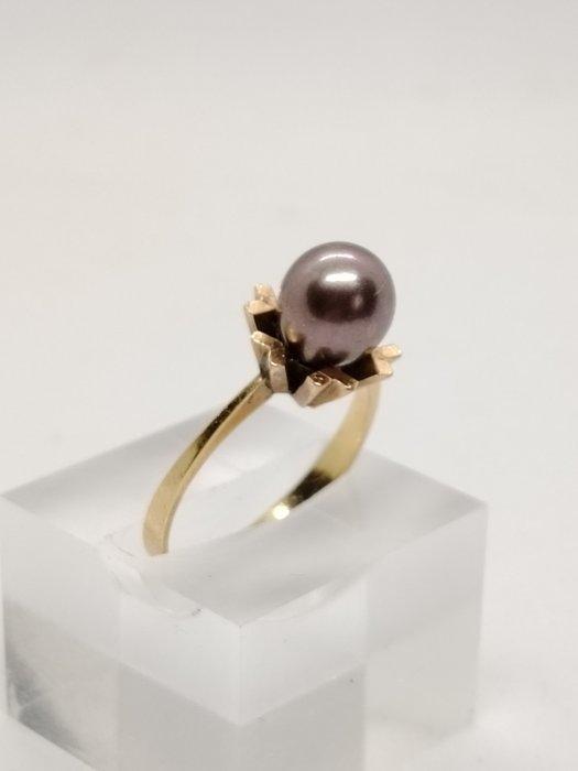 Ring - 18 karaat Geel goud Parel, Sieraden, Tassen en Uiterlijk, Ringen