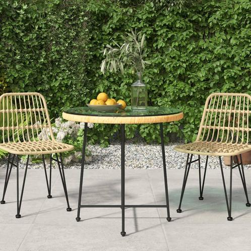 vidaXL Eettafel Ø80 cm gehard glas en staal, Tuin en Terras, Tuintafels, Nieuw, Metaal, Verzenden