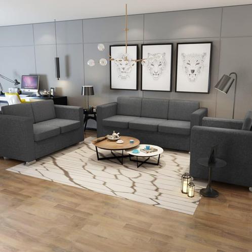 vidaXL 3-delig Bankstel stof donkergrijs, Huis en Inrichting, Banken | Bankstellen, Nieuw, 150 tot 200 cm, Stof, Vierpersoons of meer