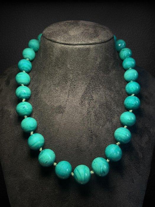 vetro di Murano - Halsketting - smaragdgroen glas, Antiek en Kunst, Antiek | Glas en Kristal