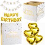 Verjaardag set Happy Birthday wit met goud XL deLuxe, Nieuw, Versiering, Verzenden, Verjaardag