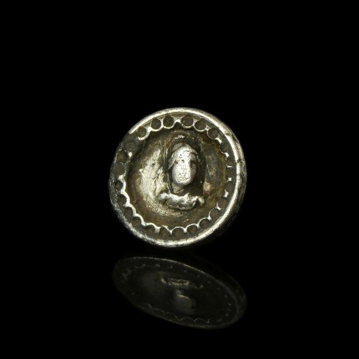 Oud-Romeins Zilver Legionaire Athena borstbeeld applicatie, Antiek en Kunst, Antiek | Overige Antiek