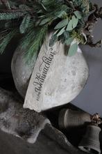 Shabby linnen kerstlint Frohe weihnachten 100 cm, Huis en Inrichting, Woonaccessoires | Overige, Ophalen of Verzenden, Nieuw