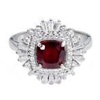 Zonder minimumprijs - Ring Zilver Robijn - natuurlijke, Sieraden, Tassen en Uiterlijk, Ringen, Nieuw