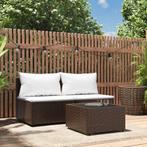 vidaXL 3-delige Loungeset met kussens poly rattan bruin, Verzenden, Nieuw, Rotan, Loungeset