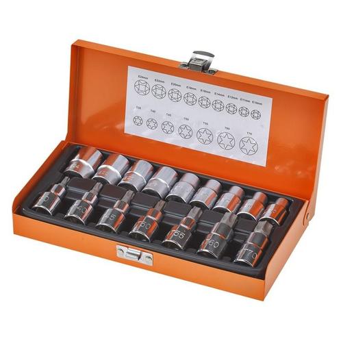 Torx uitwendig en inwendig doppenset 16 delig  met 1/2, Doe-het-zelf en Verbouw, Gereedschapskisten, Ophalen of Verzenden