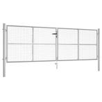 vidaXL Tuinpoort gegalvaniseerd staal 400x125 cm zilver, Verzenden, Nieuw