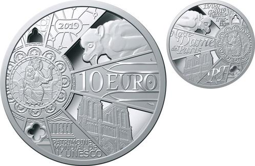 Frankreich 10 Euro zilver Pp 2019 Wiederaufbau Kathedrale..., Postzegels en Munten, Munten | Europa | Euromunten, Verzenden