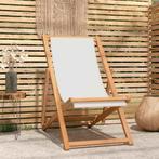 vidaXL Ligstoel 56x105x96 cm teakhout crème, Verzenden, Nieuw, Teakhout
