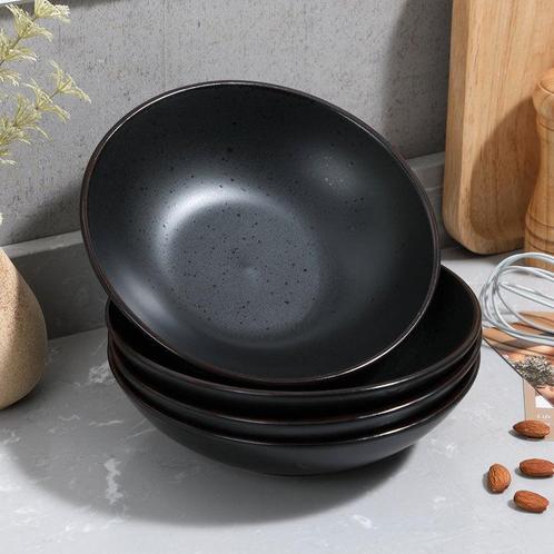 Tweedekans | 621 ml soepkom (Zwarte set van 4), Huis en Inrichting, Keuken | Servies, Zo goed als nieuw, Ophalen of Verzenden