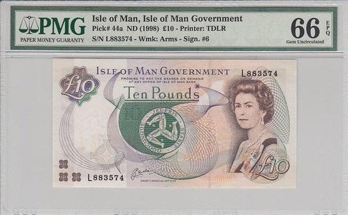 Isle Of Man P 44a 10 Pounds Nd1998 Pmg 66 Epq, Postzegels en Munten, Bankbiljetten | Europa | Niet-Eurobiljetten, Verzenden