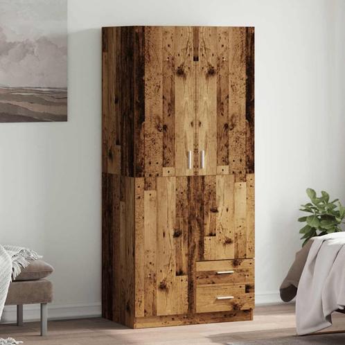 vidaXL Kledingkast 80x52x180 cm bewerkt hout oud houtkleurig, Huis en Inrichting, Kasten | Kledingkasten, Nieuw, Verzenden