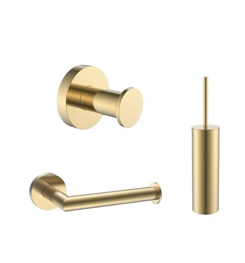 Sani Royal Toilet Accessoires Set Goud Geborsteld, Doe-het-zelf en Verbouw, Sanitair