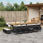 vidaXL 15-delige Tuinset met kussens poly rattan zwart, 4 zitplaatsen, Nieuw, Tuinset, Verzenden