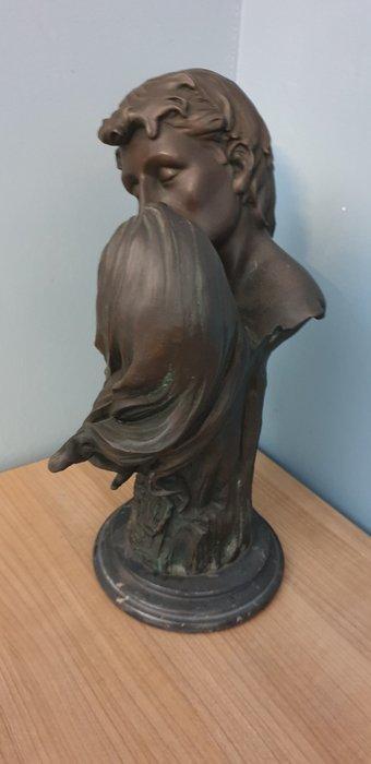 Beeld, The kiss. - 40 cm - Gepatineerd brons, Antiek en Kunst, Curiosa en Brocante