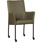 Leren eetkamerstoel Comfort met wieltjes en armleuning -, Huis en Inrichting, Stoelen, Nieuw, Leer, Ophalen of Verzenden, Eén
