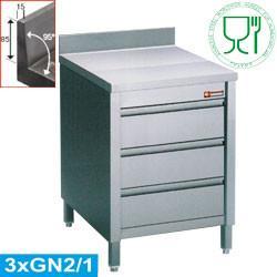 Landenkast RVS | 3 laden | 60 x 70 x 88/90 cm | met spatrand, Zakelijke goederen, Horeca | Meubilair en Inrichting, Verzenden