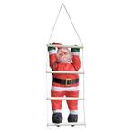 Klimmende Kerstman 90 cm op ladder 130x30 cm, Nieuw, Verzenden
