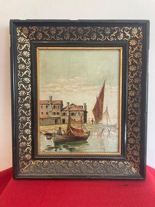 Italiaanse school (XX) - Paesaggio marino con pescatori, Antiek en Kunst, Kunst | Schilderijen | Klassiek