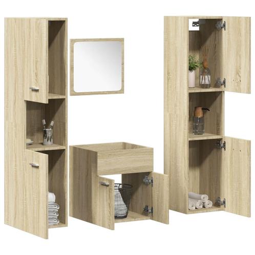 vidaXL 4-delige Badkamermeubelset bewerkt hout sonoma, Huis en Inrichting, Badkamer | Badkamermeubels, Nieuw, Verzenden