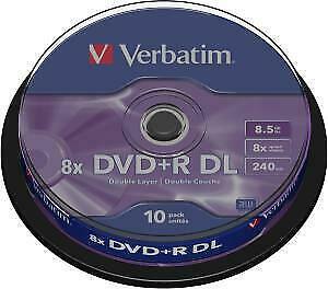 Verbatim | DVD+R | DL | 8.5 GB | Matt Silver | 10 Stuks, Computers en Software, Beschrijfbare discs, Nieuw, Verzenden