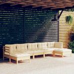 vidaXL 7-delige Loungeset met crèmekleurige kussens, Verzenden, Nieuw, 7 zitplaatsen, Loungeset