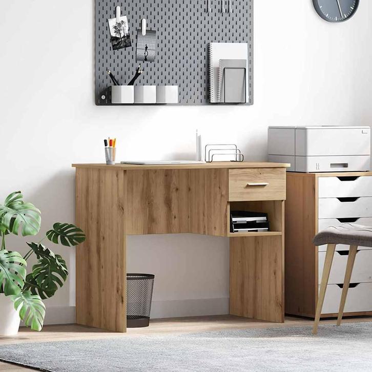 vidaXL Bureau artisanaal eikenkleurig 90 x 49.5 x 75 cm, Huis en Inrichting, Bureaus, Nieuw, Verzenden