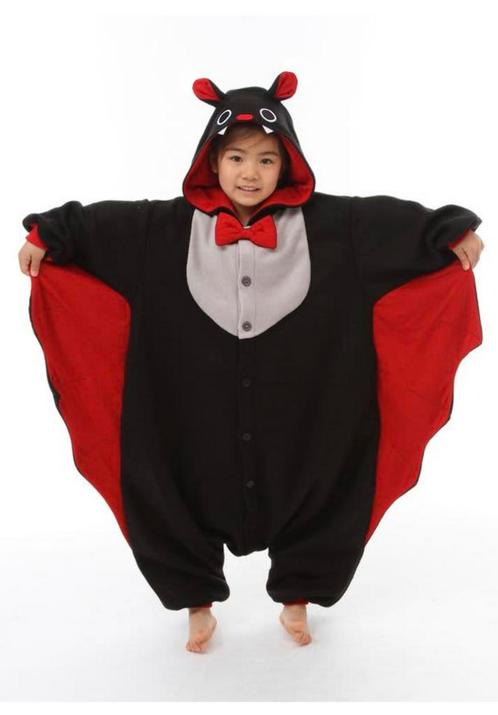 Onesie Vleermuis Pak 128-134 Vleermuispak Kostuum Zwart Rood, Kinderen en Baby's, Carnavalskleding en Verkleedspullen, Nieuw, 134 t/m 140