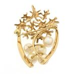 Vintage gouden hanger/broche met parels (Hanger of bedel), Ophalen of Verzenden, Gebruikt, Goud, Overige merken