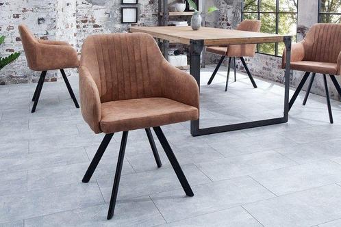 Retro design stoel LUCCA vintage bruin met quilten, Huis en Inrichting, Stoelen, Ophalen of Verzenden