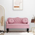 vidaXL Bankje met kussens 120,5x65x75 cm fluweel roze, Huis en Inrichting, Verzenden, Nieuw, Stof, Minder dan 150 cm