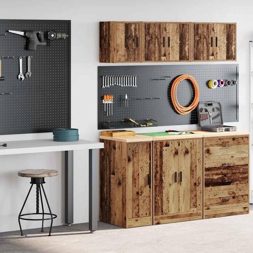 vidaXL Garagekasten 2 st bewerkt hout oud hout, Huis en Inrichting, Kasten | Stellingkasten, Nieuw, Verzenden
