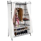 Metalen garderobekast met gordijn 112x207x57cm - zwart, Verzenden, Nieuw