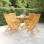 vidaXL 5-delige Tuinset massief teakhout, Tuin en Terras, 4 zitplaatsen, Verzenden, Nieuw, Tuinset