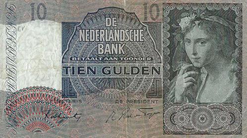 Bankbiljet 10 gulden 1940 Meisje Met Druiven Zeer Fraai, Postzegels en Munten, Bankbiljetten | Nederland, Verzenden