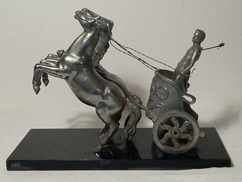 sculptuur, Biga trainata da due cavalli con auriga - 2,1 kg, Antiek en Kunst, Curiosa en Brocante