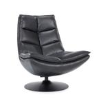 Fauteuil Sven - Zwart Boho Leder - 95939 - fauteuils, Huis en Inrichting, Stoelen, Nieuw, Leer
