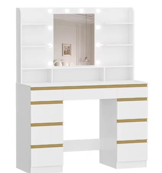 Kaptafel met LED-Spiegel – 10 Lichtballen en Veel Lades, Huis en Inrichting, Lampen | Overige, Nieuw, Verzenden