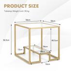 Koffietafel met Glazen Tafelblad Metalen Frame Vierkante Gla, Huis en Inrichting, Nieuw, Verzenden
