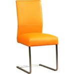 Leren eetkamerstoel Remix - Toledo Mandarin (oranje) -, Huis en Inrichting, Stoelen, Overige kleuren, Nieuw, Ophalen of Verzenden