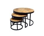 Salontafel set van 3 visgraat | Mangohout, Huis en Inrichting, Tafels | Salontafels, Ophalen of Verzenden, Nieuw