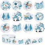 Sluitstickers kerstetiketten kerststickers winterblauw rond, Ophalen of Verzenden, Nieuw