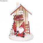 Houten deco winterhuis, 6cm. ø klassiek rood 6, Hobby en Vrije tijd, Knutselen, Ophalen of Verzenden, Nieuw